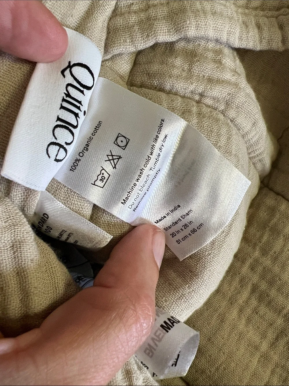 Quince Organic Cotton Gauze Box Quilt Sham Set Dune